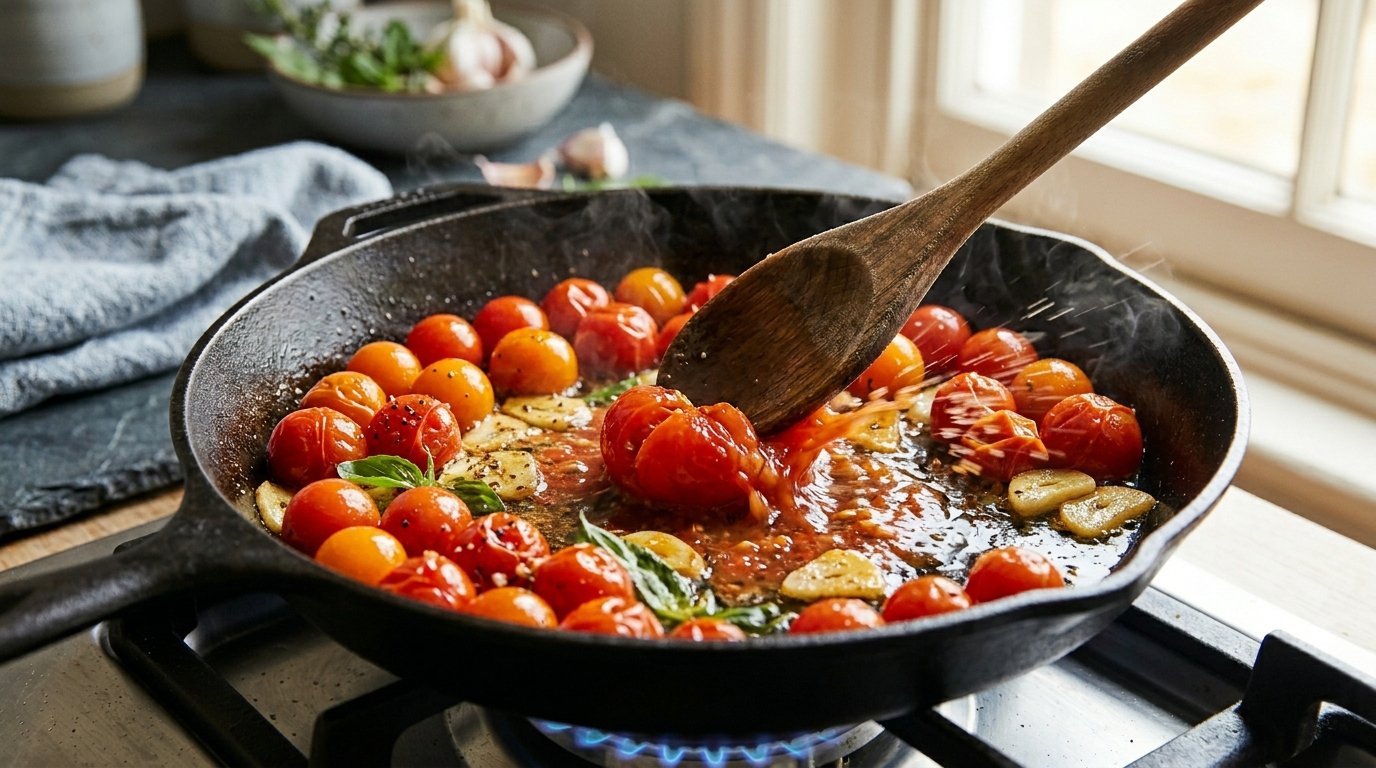 20-Minute Garlic Shrimp with Burst Cherry Tomatoes