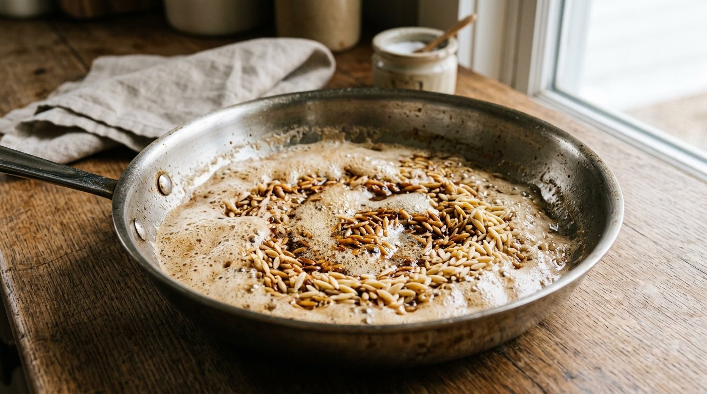 Brown Butter Orzo with Crispy Chickpeas