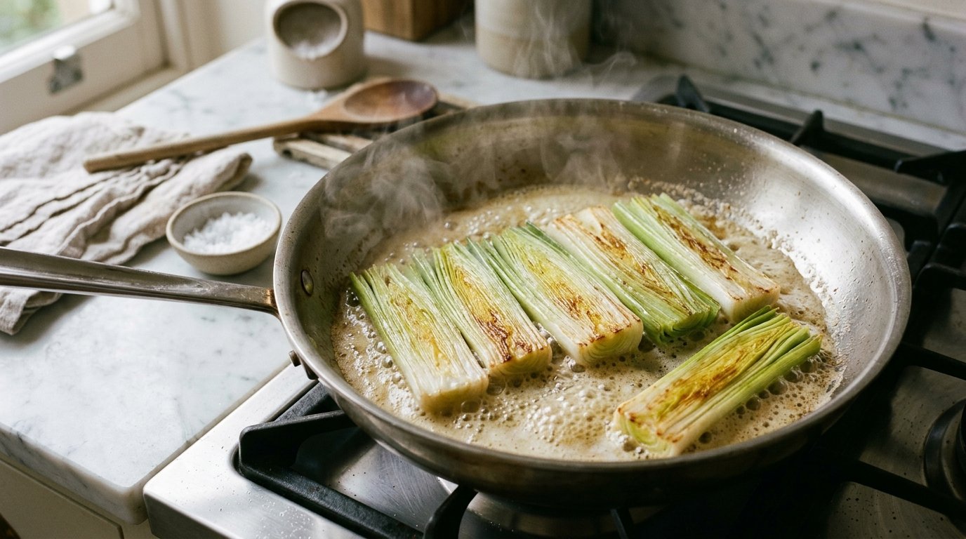 Butter-Braised Leeks with Herbed Breadcrumbs