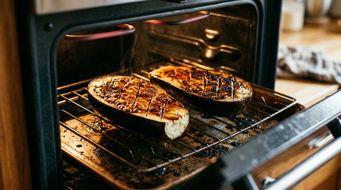 Miso Glazed Eggplant with Scallion Rice