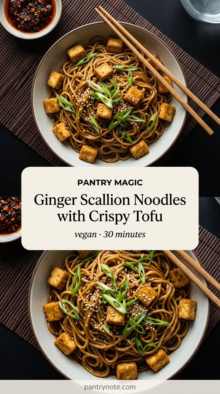 Quick Ginger Scallion Noodles with Crispy Tofu