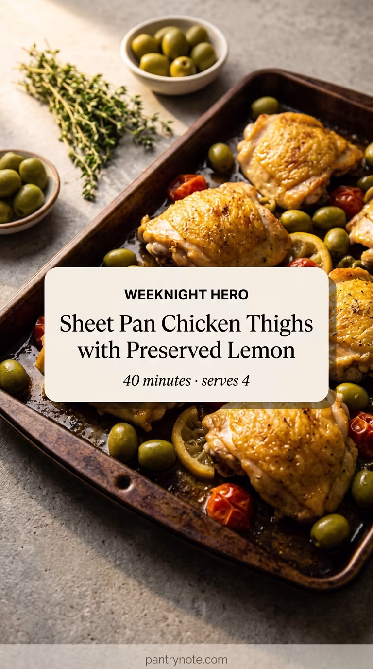 Sheet Pan Chicken Thighs with Preserved Lemon and Olives