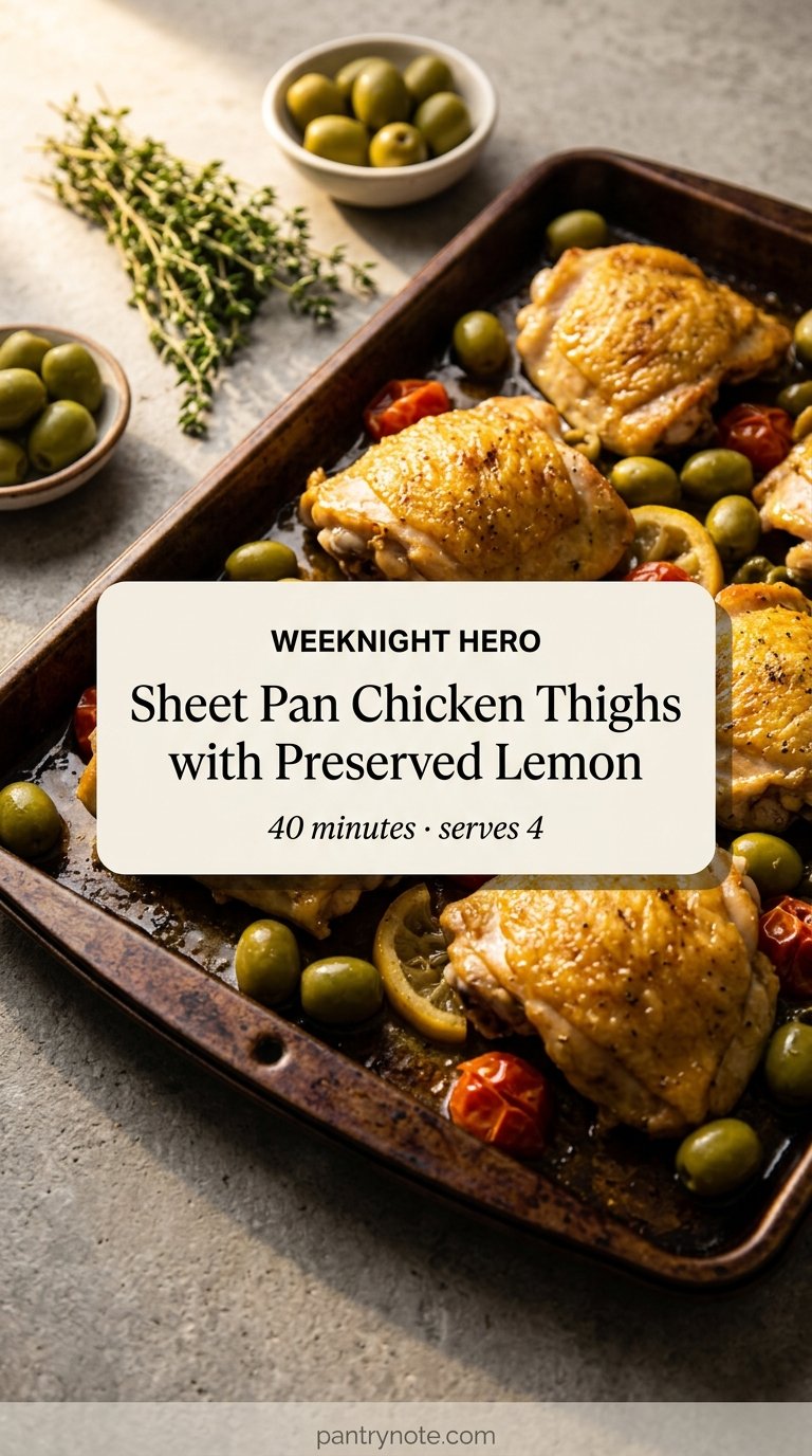 Sheet Pan Chicken Thighs with Preserved Lemon and Olives